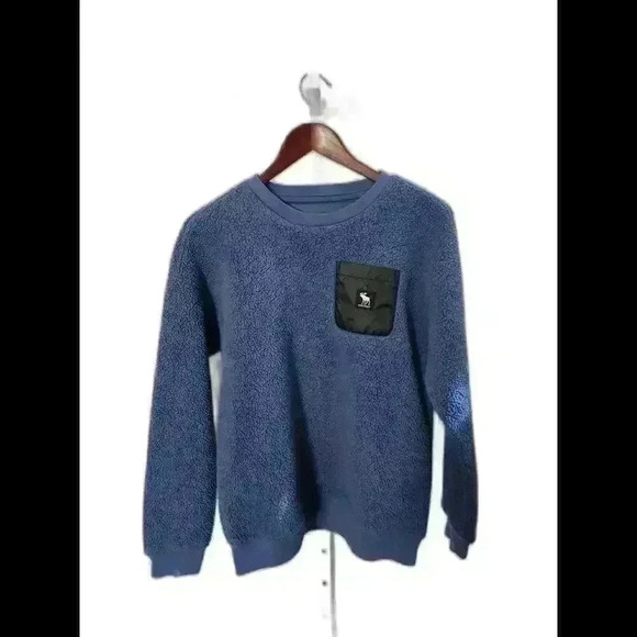 Cozy Blue Fleece Sweatshirt with Pocket - Picture 1 of 3
